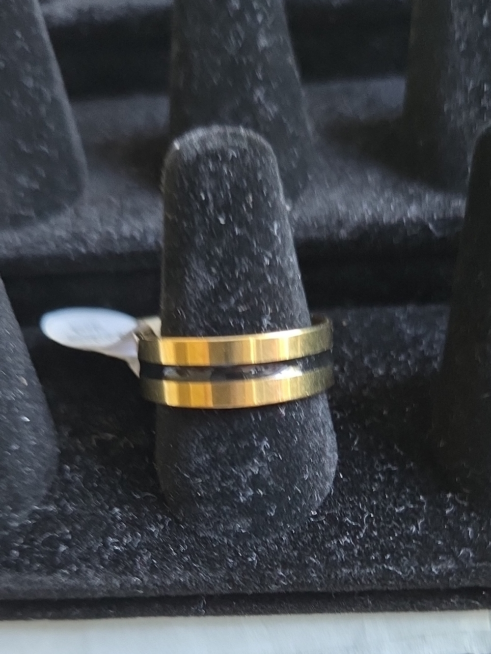 Gold and Black Men’s Dual-Stripe Ring/Band